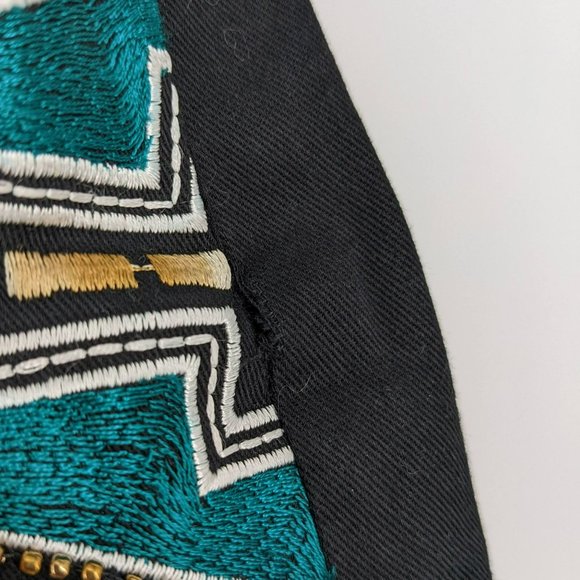 H&M Skirt Southwestern Cotton Twill 6 Fun Colorful Beaded Fringe Hem Aztec Boho - Picture 8 of 13